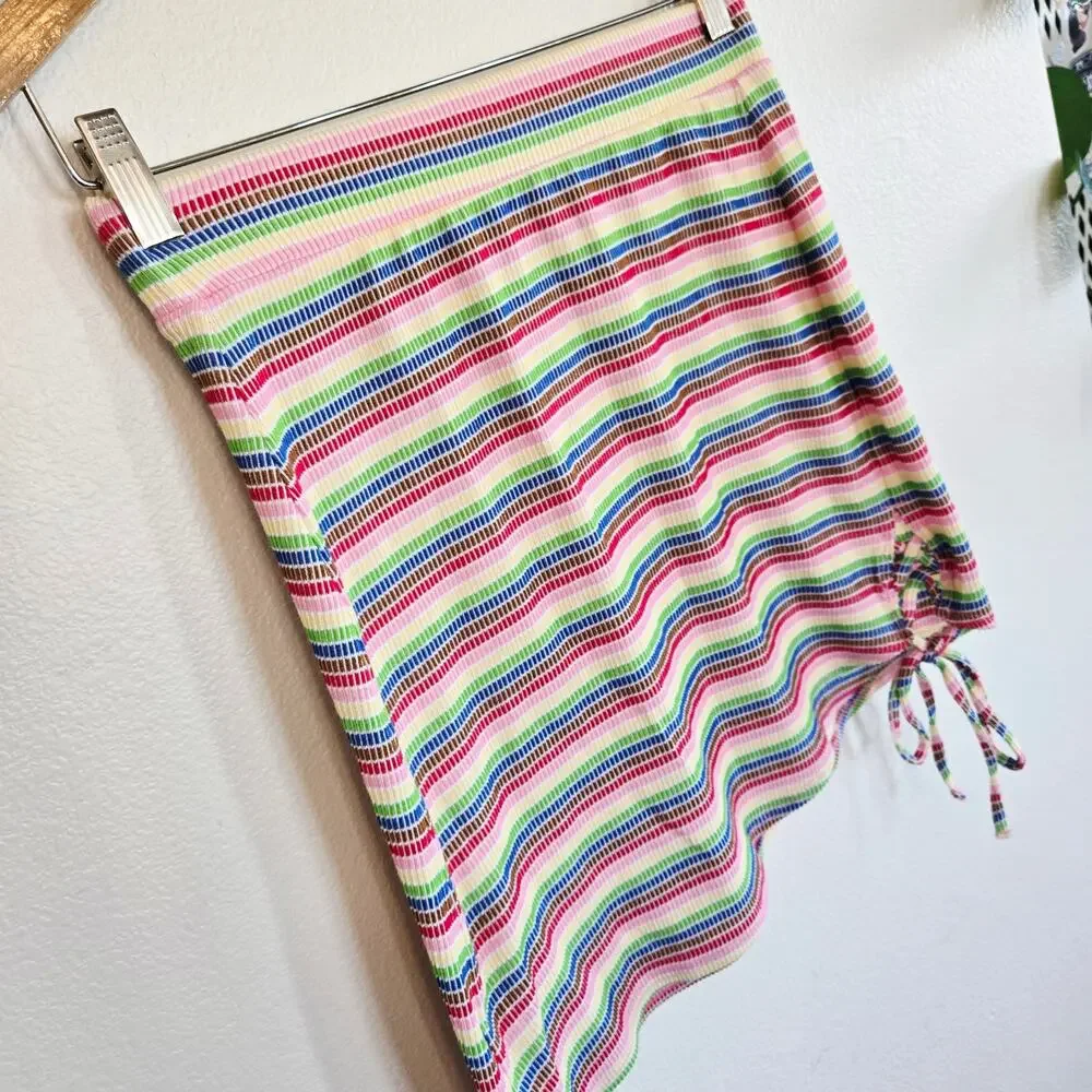 Size S – Pride Rainbow Dot-Stripe Tie Mini Skirt